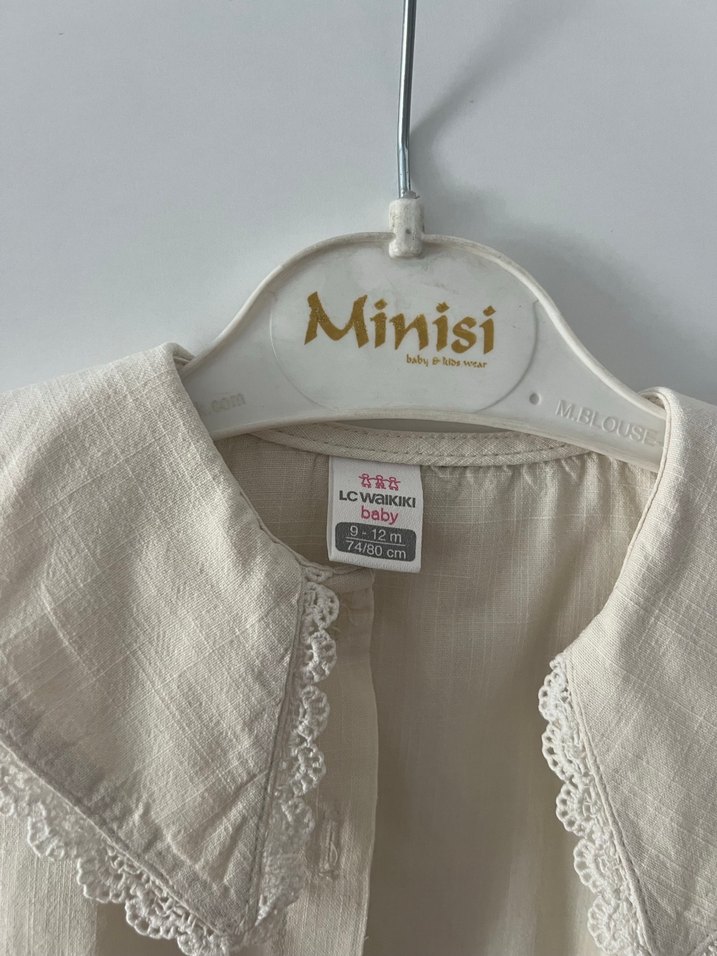 Kız Çocuk Beyaz Keten Vintage Gömlek - Görsel 4