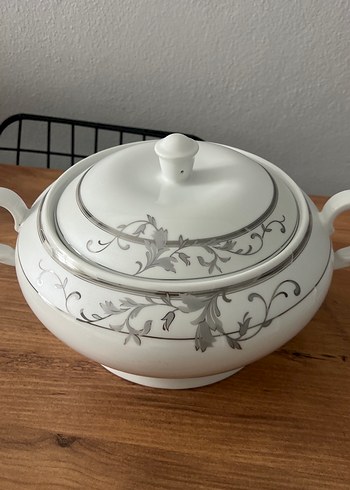 Gri Desenli Beyaz Porselen Çorba tenceresi - Görsel 4