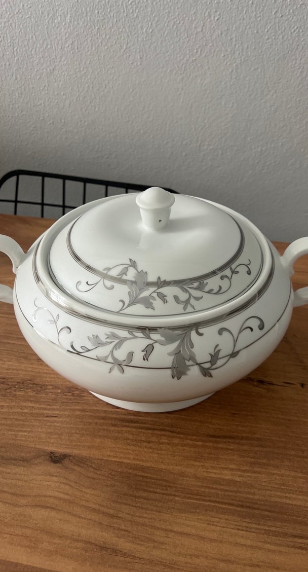 Gri Desenli Beyaz Porselen Çorba tenceresi - Görsel 4