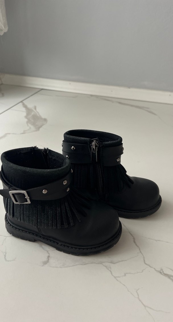 Kız Çocuk Siyah Deri Tokalı Bot - Görsel 3