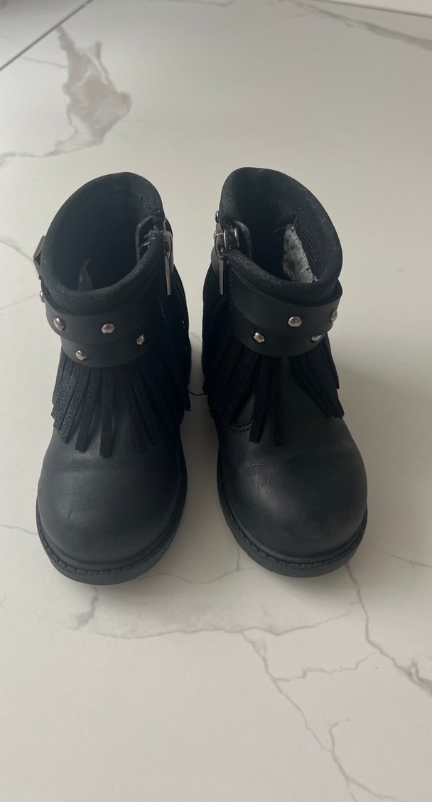 Kız Çocuk Siyah Deri Tokalı Bot - Görsel 2