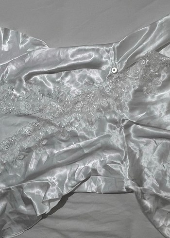 İnce Askılı Beyaz Mini Saten Pijama Takımı - Görsel 4