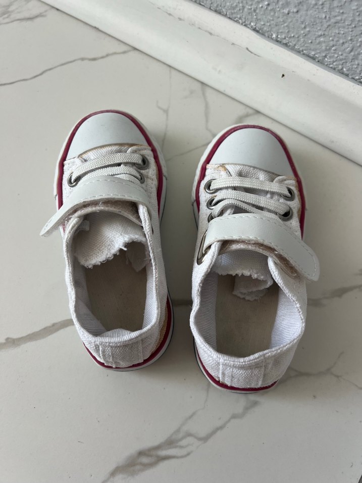 Kız Çocuk Beyaz Cırt Cırtlı Spor Ayakkabı - Görsel 4