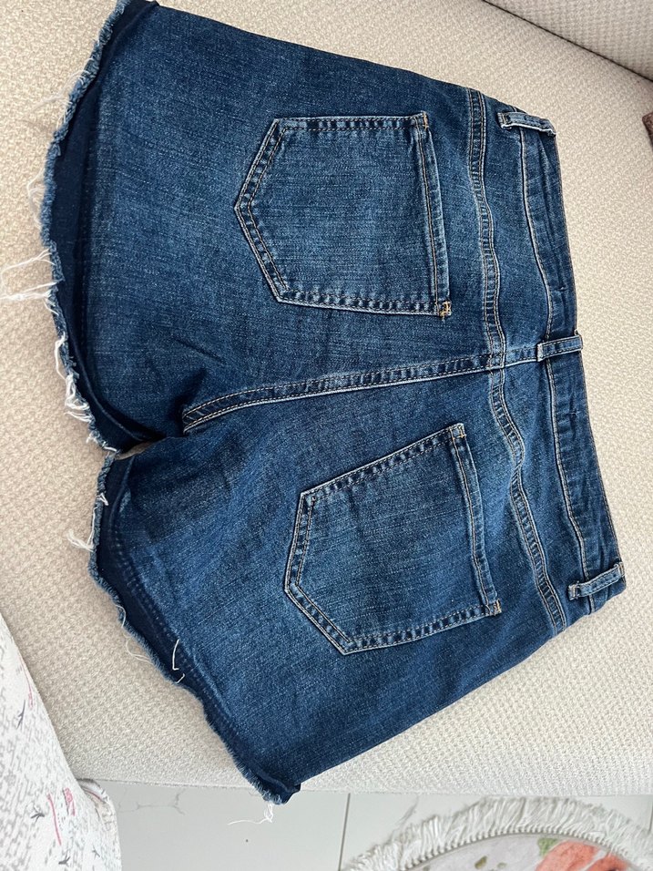 Kadın Lacivert Salaş Midi Kot Şort - Görsel 3