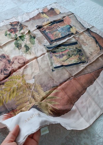 Kahverengi Çiçek Desenli Kadın Fular toplu fiyat - Görsel 9