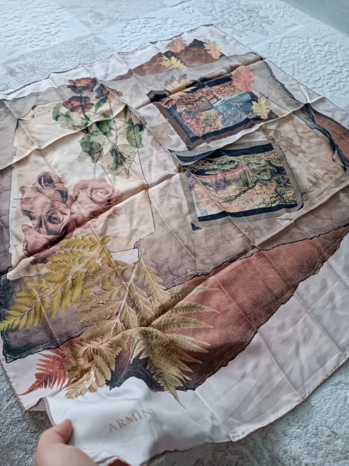 Bej Vintage Bohem Tarzı Kadın Fular - Görsel 2