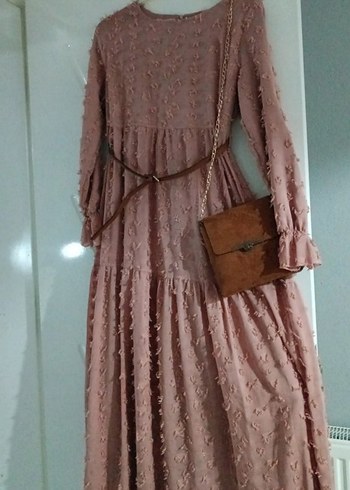 Nakış Detaylı Bej Kadın Uzun Elbise - Görsel 2