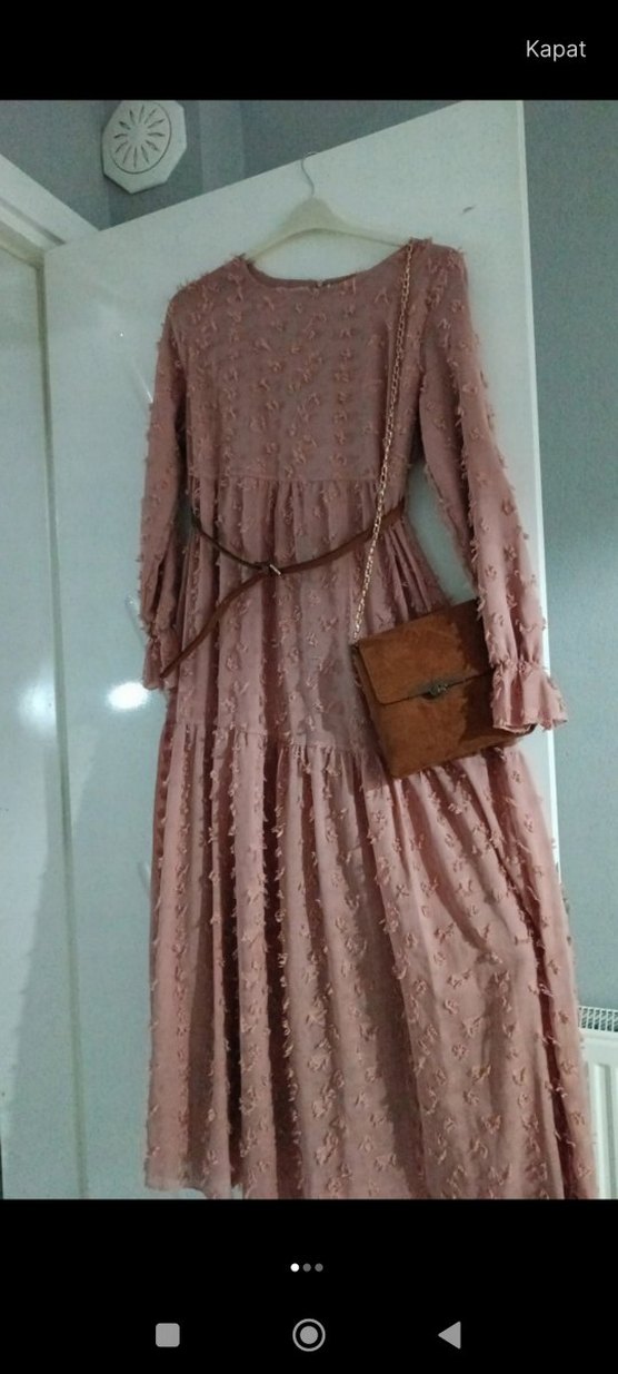 Nakış Detaylı Bej Kadın Uzun Elbise - Görsel 2