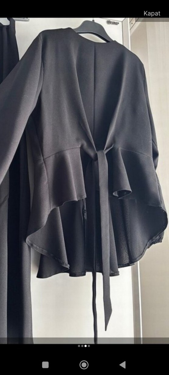 Düğmeli Siyah Mini Uzun Kollu Bluz - Görsel 5