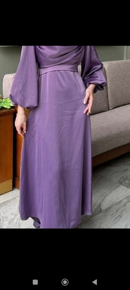 Uzun Mor Drapeli Kadın etekli takım - Görsel 2