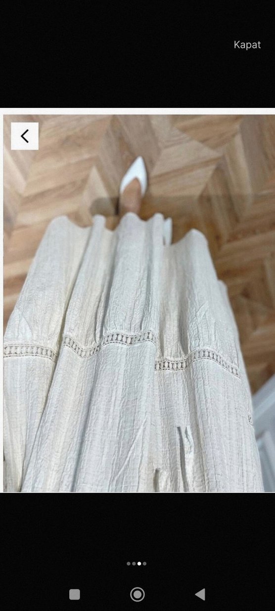 Uzun Kollu Beyaz Bohem keten elbise bir defa giydim - Görsel 3