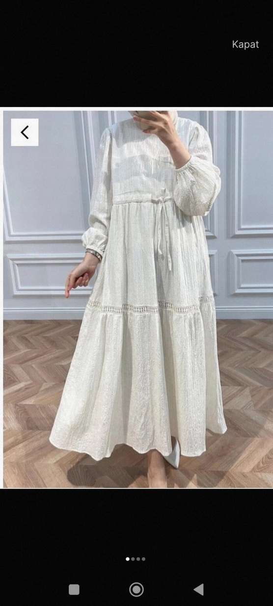 Uzun Kollu Beyaz Bohem keten elbise bir defa giydim - Görsel 2