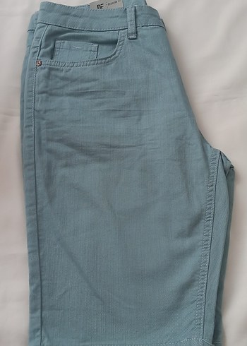 Erkek Turkuaz Denim Midi Şort - Görsel 6