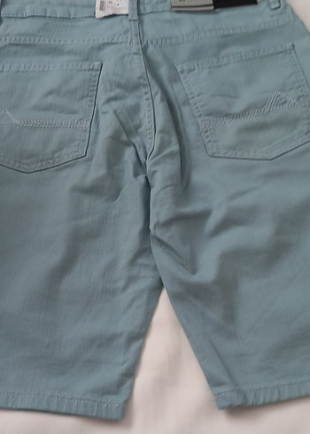 Erkek Turkuaz Denim Midi Şort - Görsel 2