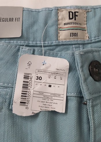 Erkek Turkuaz Denim Midi Şort - Görsel 3