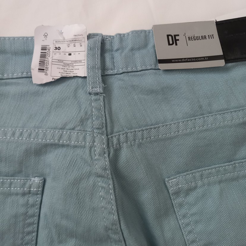 Erkek Turkuaz Denim Midi Şort - Görsel 5