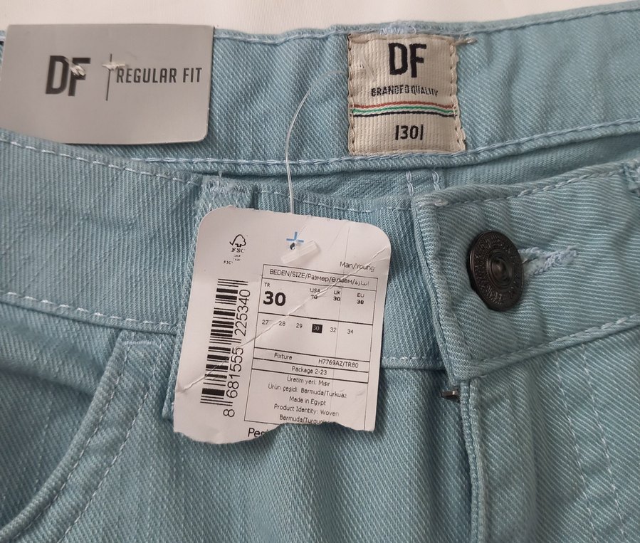 Erkek Turkuaz Denim Midi Şort - Görsel 3