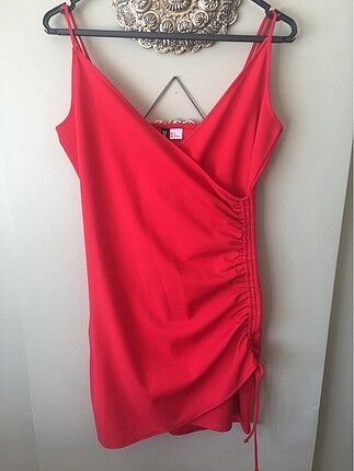 H&M Kırmızı Ayarlanabilir İpli Elbise