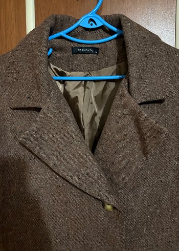 Düğmeli Kahverengi Midi Kadın Kaban - Görsel 4