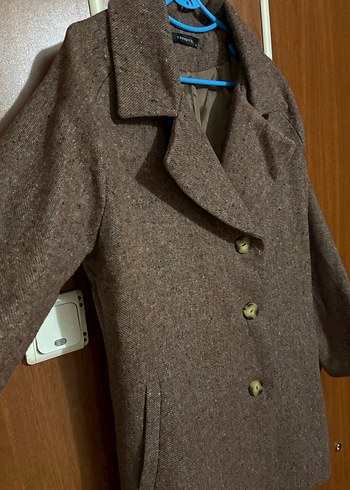 Düğmeli Kahverengi Midi Kadın Kaban - Görsel 2