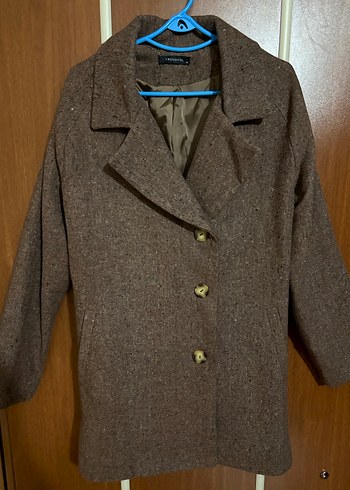 Düğmeli Kahverengi Midi Kadın Kaban - Görsel 3