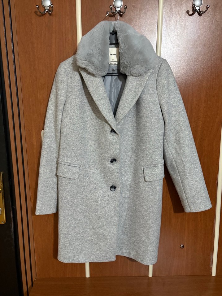 Gri Klasik Kadın Kaban - Görsel 2