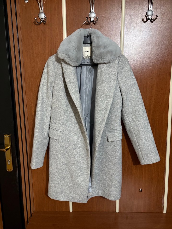 Gri Klasik Kadın Kaban - Görsel 3