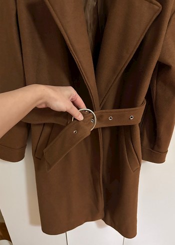 Kahverengi Süet Midi Kadın Kaban - Görsel 4