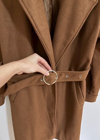 Kahverengi Süet Midi Kadın Kaban - Görsel 3