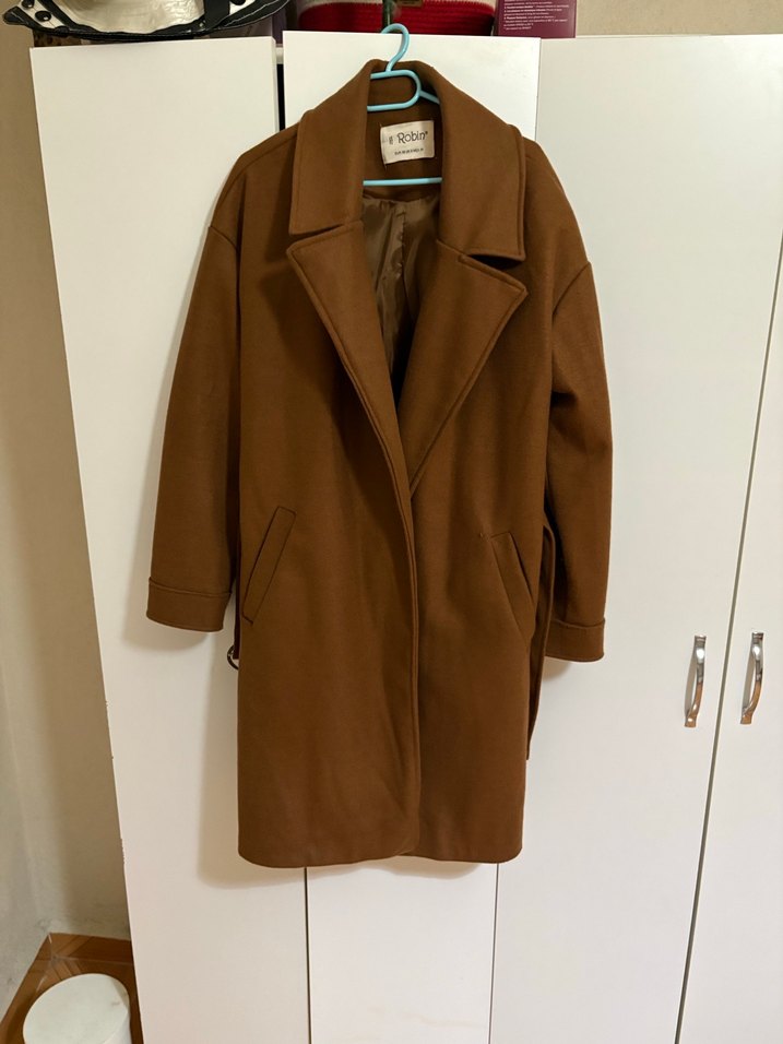 Kahverengi Süet Midi Kadın Kaban - Görsel 5