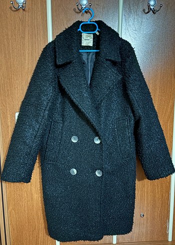 Siyah Çift Düğmeli Kadın Kaban - Görsel 3