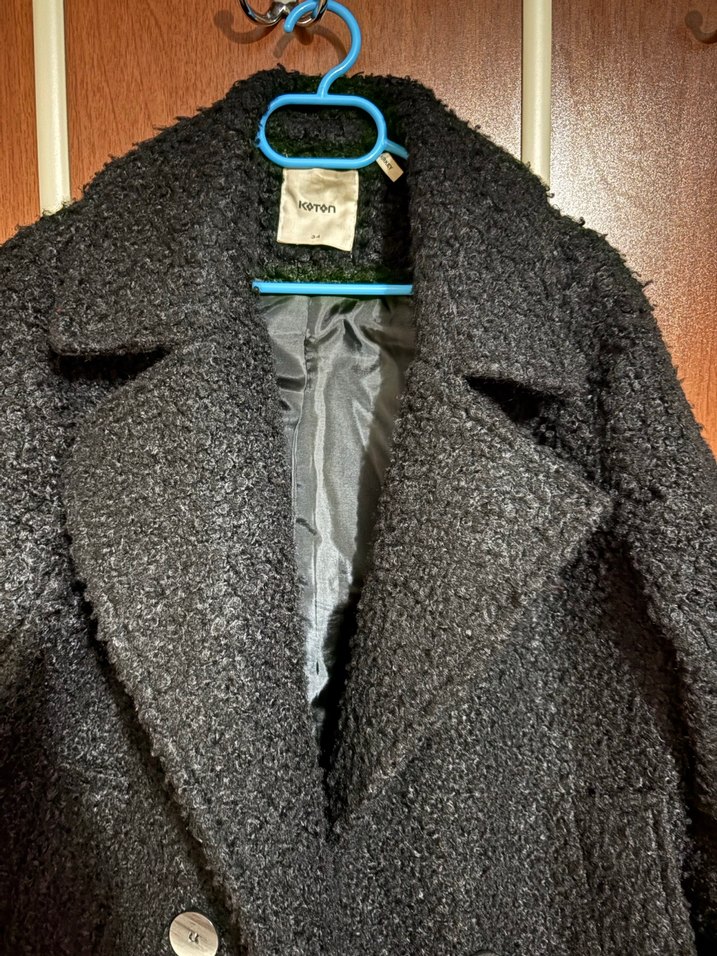 Siyah Çift Düğmeli Kadın Kaban - Görsel 2