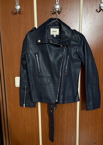 Siyah Deri Biker Ceket - Görsel 4