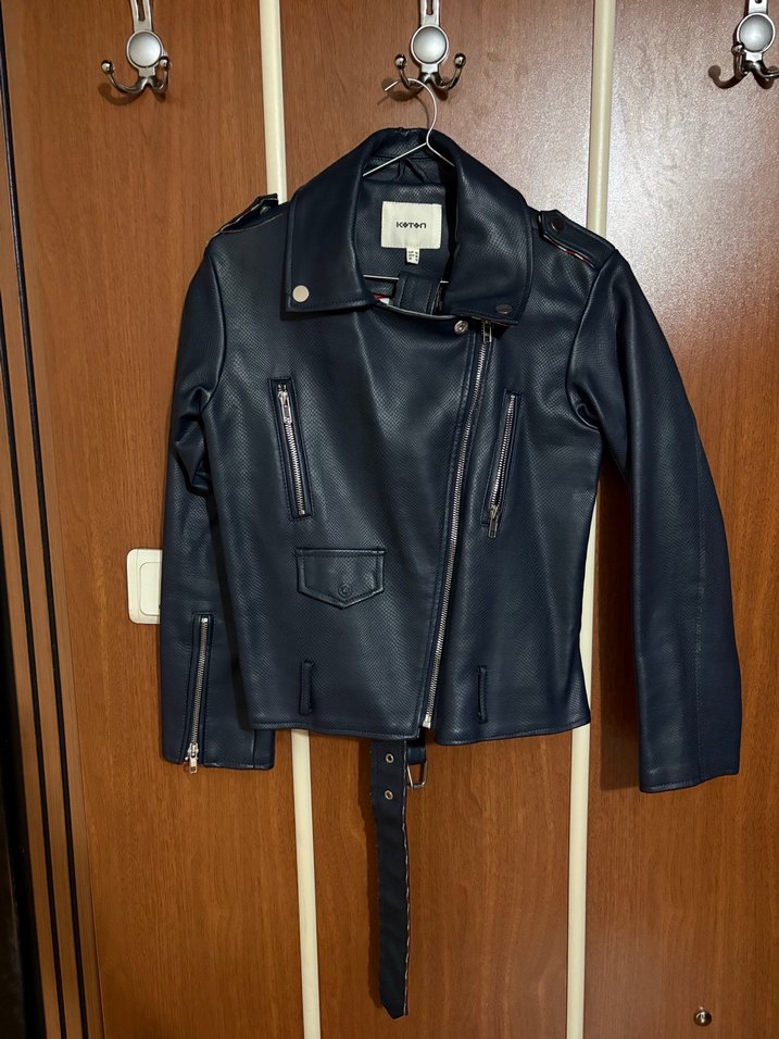 Siyah Deri Biker Ceket - Görsel 4