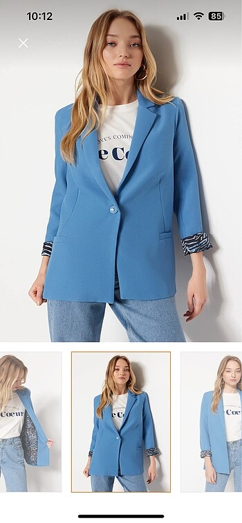 Mavi regular astar detaylı blazer ceket