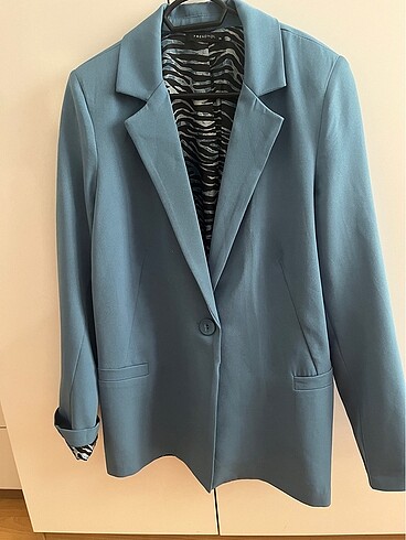 36 Beden mavi Renk Mavi regular astar detaylı blazer ceket