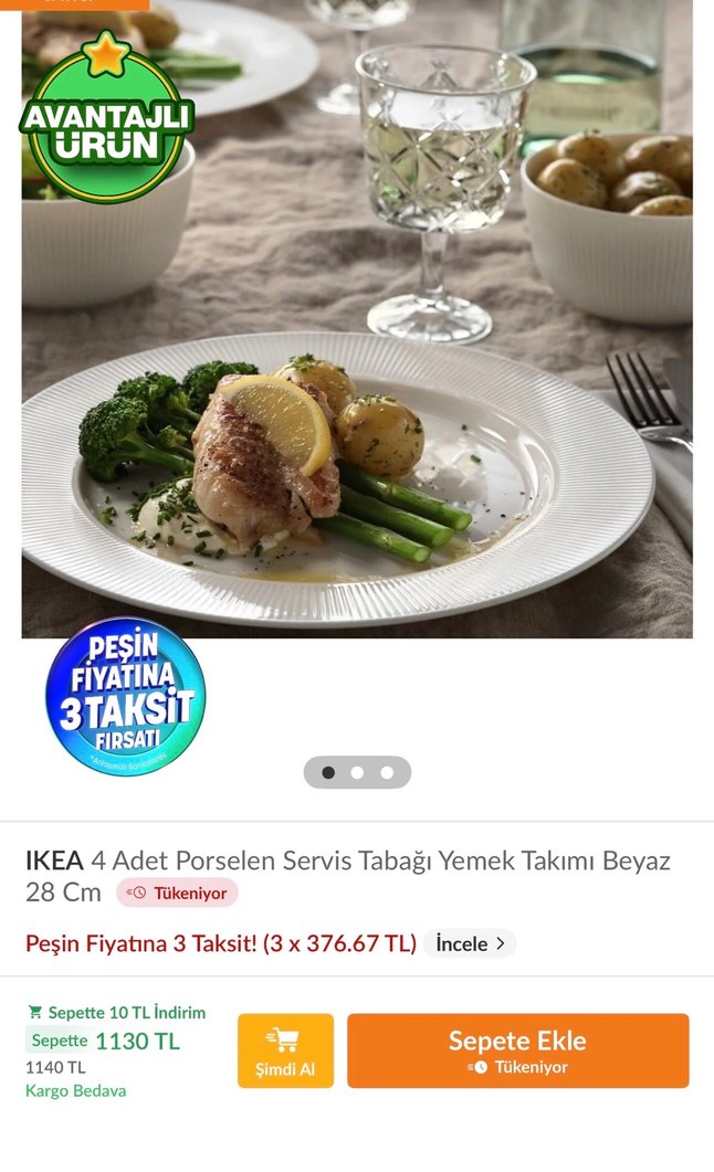 ikea Beyaz Servis Tabağı - Görsel 3