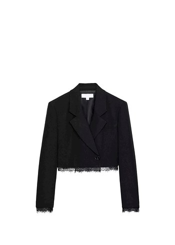 Zara Siyah Dantel Detayli Kisa Blazer