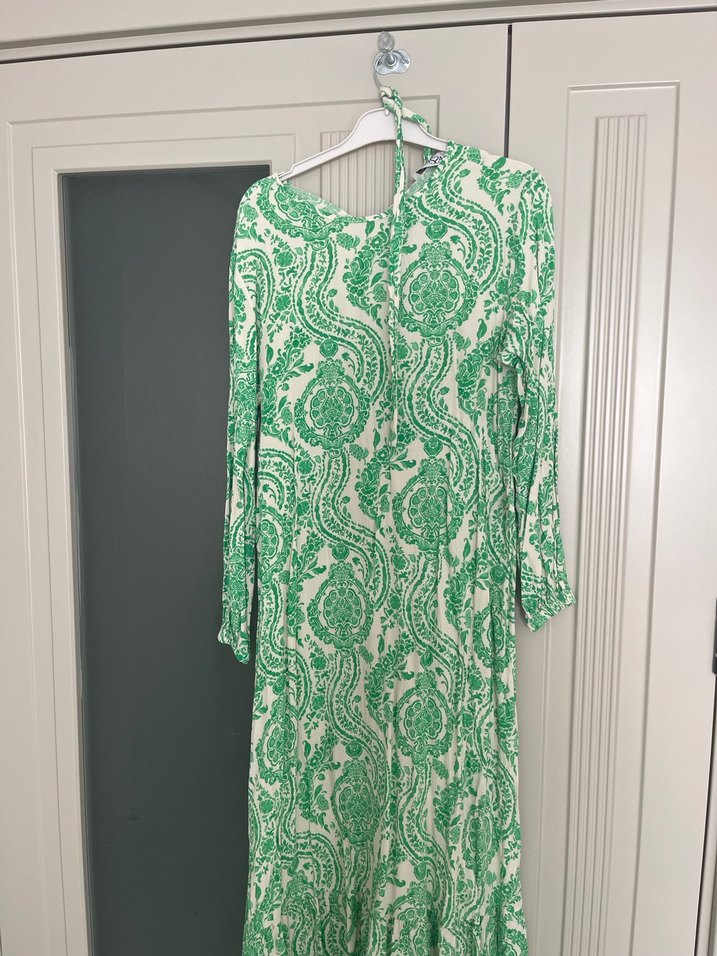 Yeşil Bohem Uzun Kollu Uzun Elbise - Görsel 4