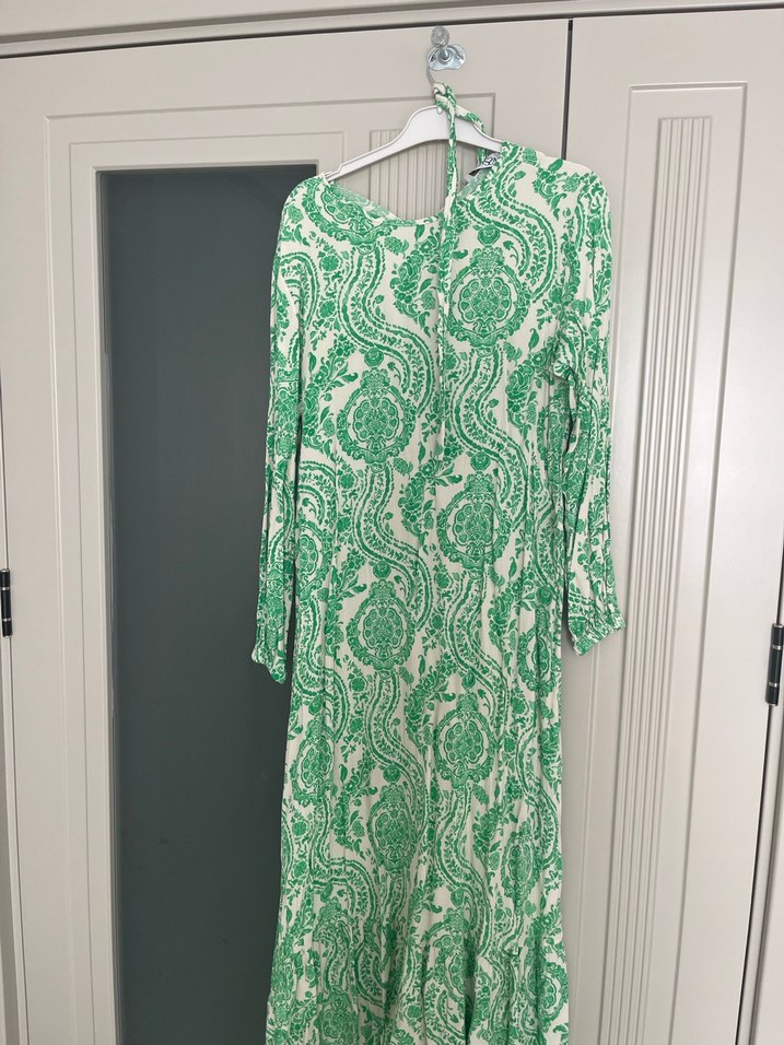 Yeşil Bohem Uzun Kollu Uzun Elbise - Görsel 5