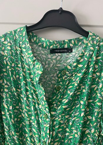 Tremdyolmilla yeşil V Yakalı Uzun Bohem Elbise - Görsel 2