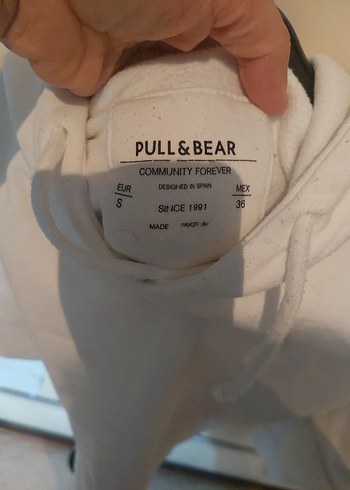 Beyaz erkek Kapüşonlu Sweatshirt - Görsel 2