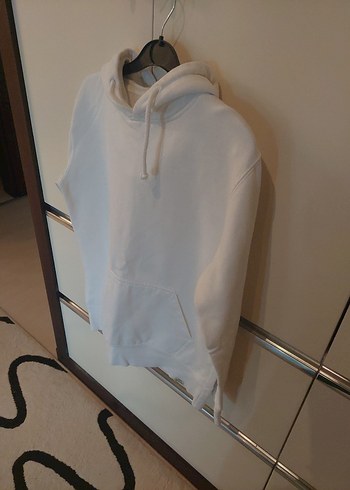 Beyaz erkek Kapüşonlu Sweatshirt - Görsel 5