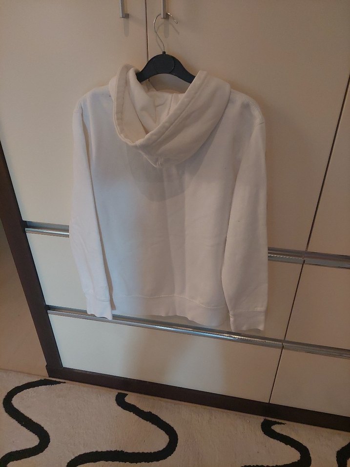 Beyaz erkek Kapüşonlu Sweatshirt - Görsel 3