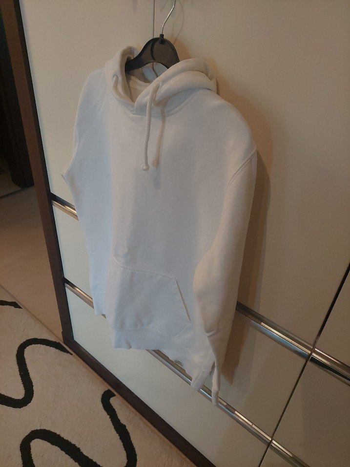 Beyaz erkek Kapüşonlu Sweatshirt - Görsel 5