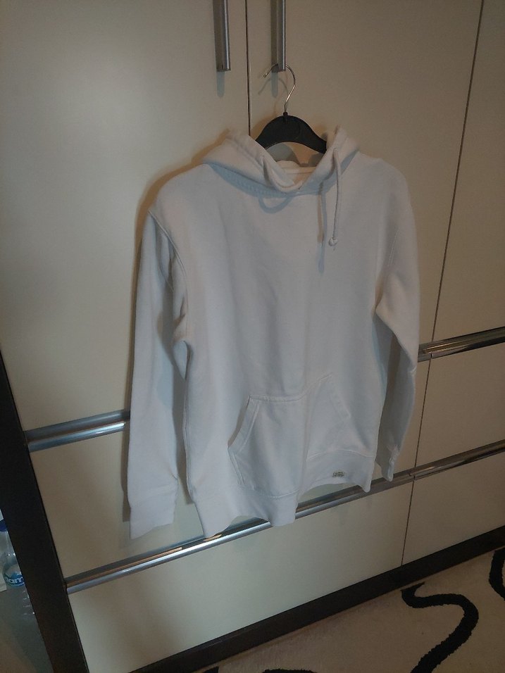 Beyaz erkek Kapüşonlu Sweatshirt - Görsel 4