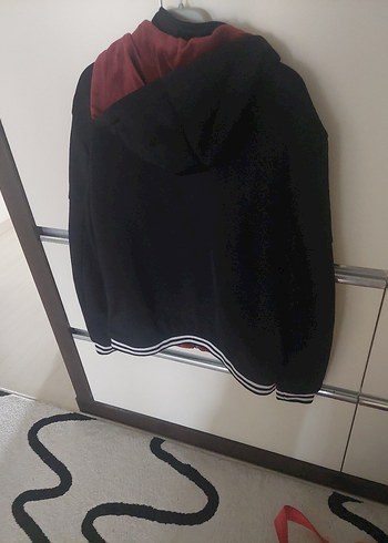 Erkek  Siyah Fermuarlı Sweatshirt çift taraflı kışlık kalın - Görsel 4