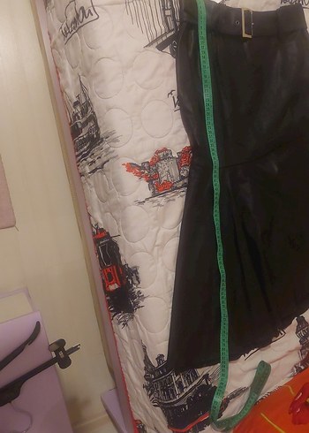 Kemerli Siyah Midi Deri Etek etiketli - Görsel 7