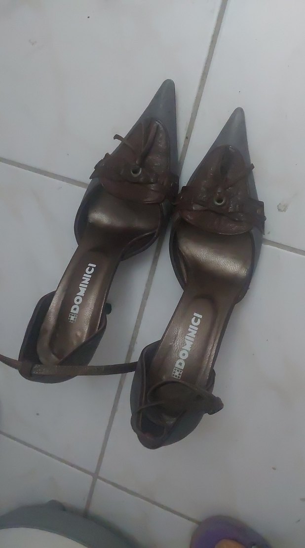 Kahverengi Deri Stiletto Topuklu Kadın Ayakkabı - Görsel 4