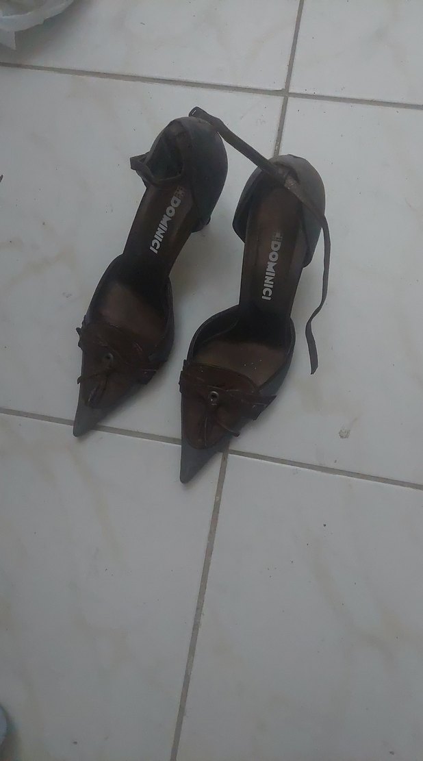 Kahverengi Deri Stiletto Topuklu Kadın Ayakkabı - Görsel 2